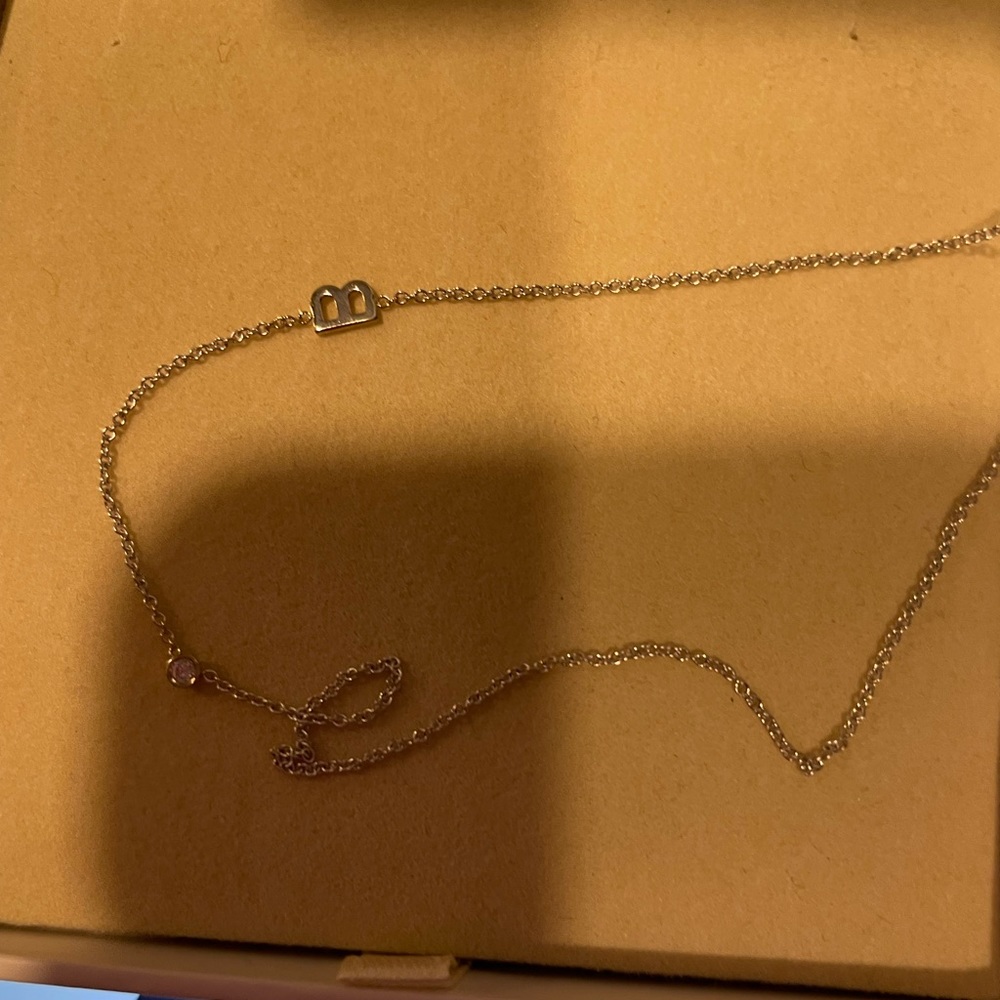 Bychari asymmetrical B pendant necklace 14k white gold